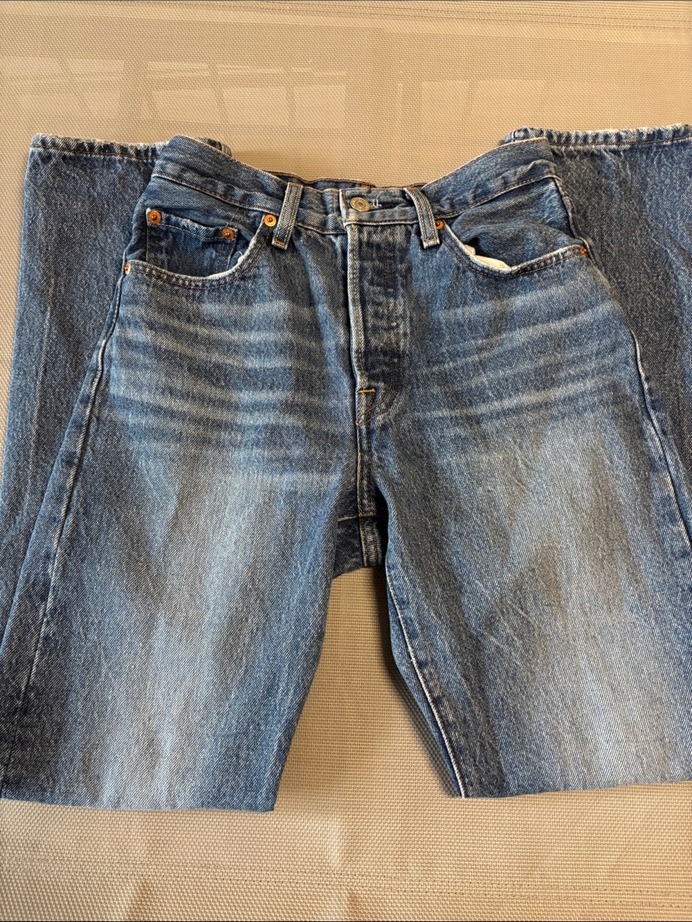 Levi’s premium 501 women’s 24 inch waist Washed Blue Denim Jeans. EUC